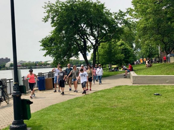 Scenes From FIGMENT NYC 2019, Early in Lighthouse Park Families streamed into Lighthouse Park all day, packing red buses and discovering Roosevelt Island.